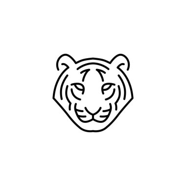 Beyaz Kaplan logo vektör simge illüstrasyon satır anahat monoline baş