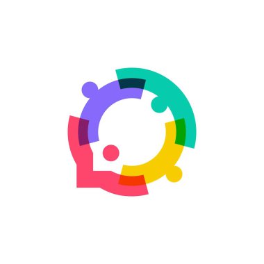 İnsanlar bir arada aile içinde insan birliği sohbet balonu logo vektör simgesi