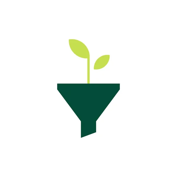 Funneling croissance feuille logo organique icône vectoriel illustration — Image vectorielle
