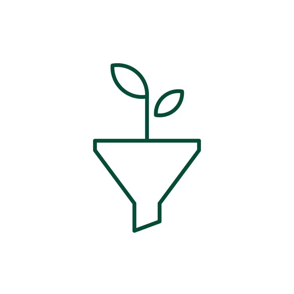 Funneling croissance feuille logo organique icône vectoriel illustration — Image vectorielle