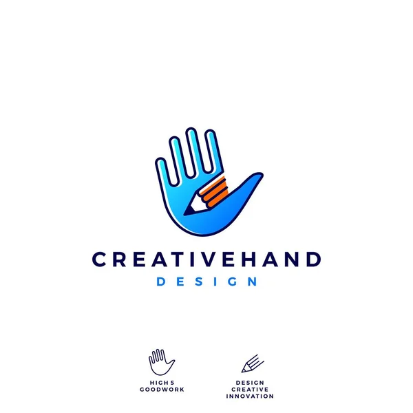 hand pencil logo vector icon illustration