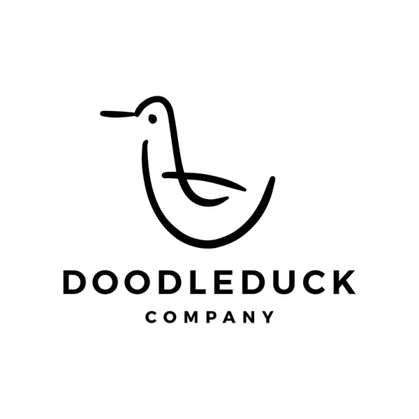 Doodle duck logo vector icon illustration — Stock Vector