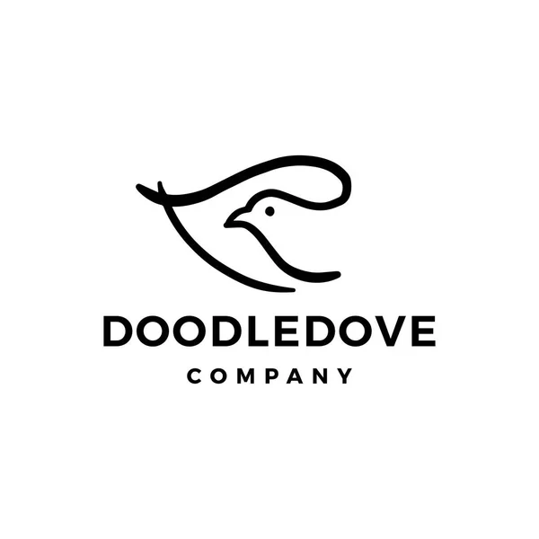 Doodle dove logo vector icon illustration — Stock Vector