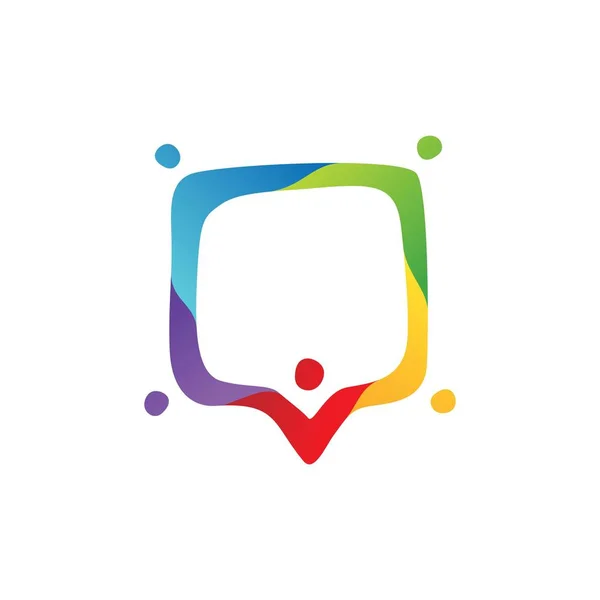 Personas familia juntos imagen humana chat burbuja logo vector icono — Vector de stock