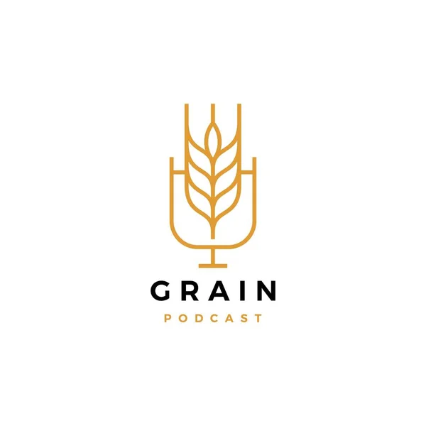 Ícone de logotipo de podcast de grãos para o canal de vlog de vídeo de blog de alimentos — Vetor de Stock