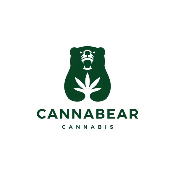 Cannabear konopi opatrzone logo wektor ikona ilustracja — Wektor stockowy