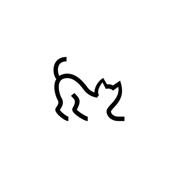 Gato logo vector icono ilustración línea contorno monolina — Archivo Imágenes Vectoriales