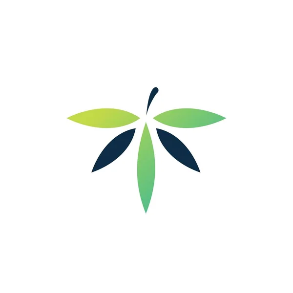 T letra cannabis hoja de cáñamo logo vector icono ilustración — Vector de stock