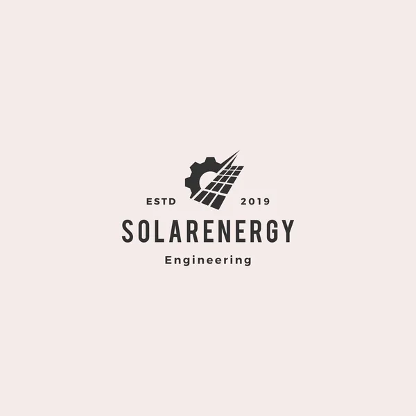 Ηλιακός θερμοσίφωνας ενεργειακή υπηρεσία λογότυπο vintage ρετρό hipster εικονίδιο εικονογράφηση φορέα — Διανυσματικό Αρχείο