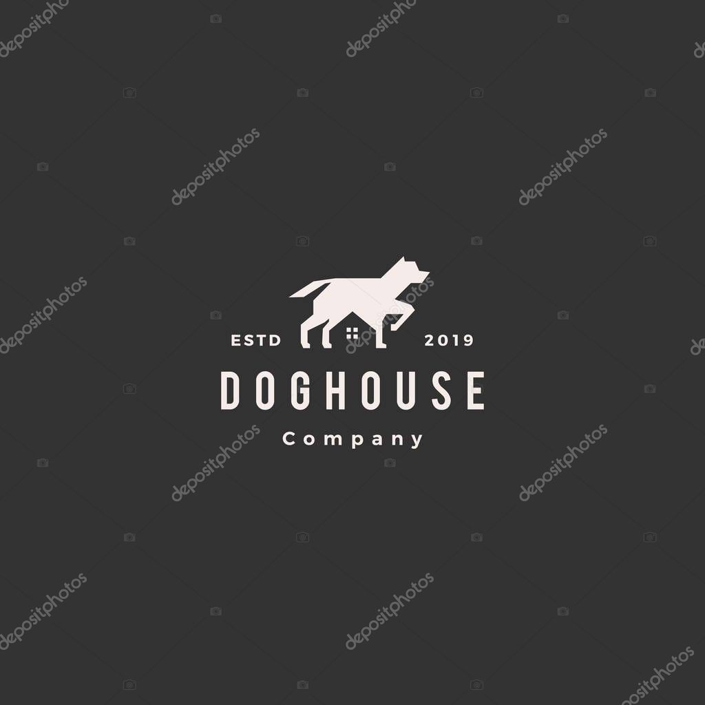 Dog house pet home logo hipster retro vintage vector icon illustration