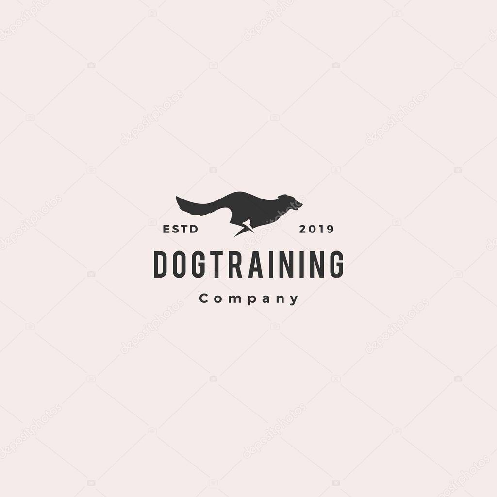 Running jumping dog logo vector silhouette K9 training