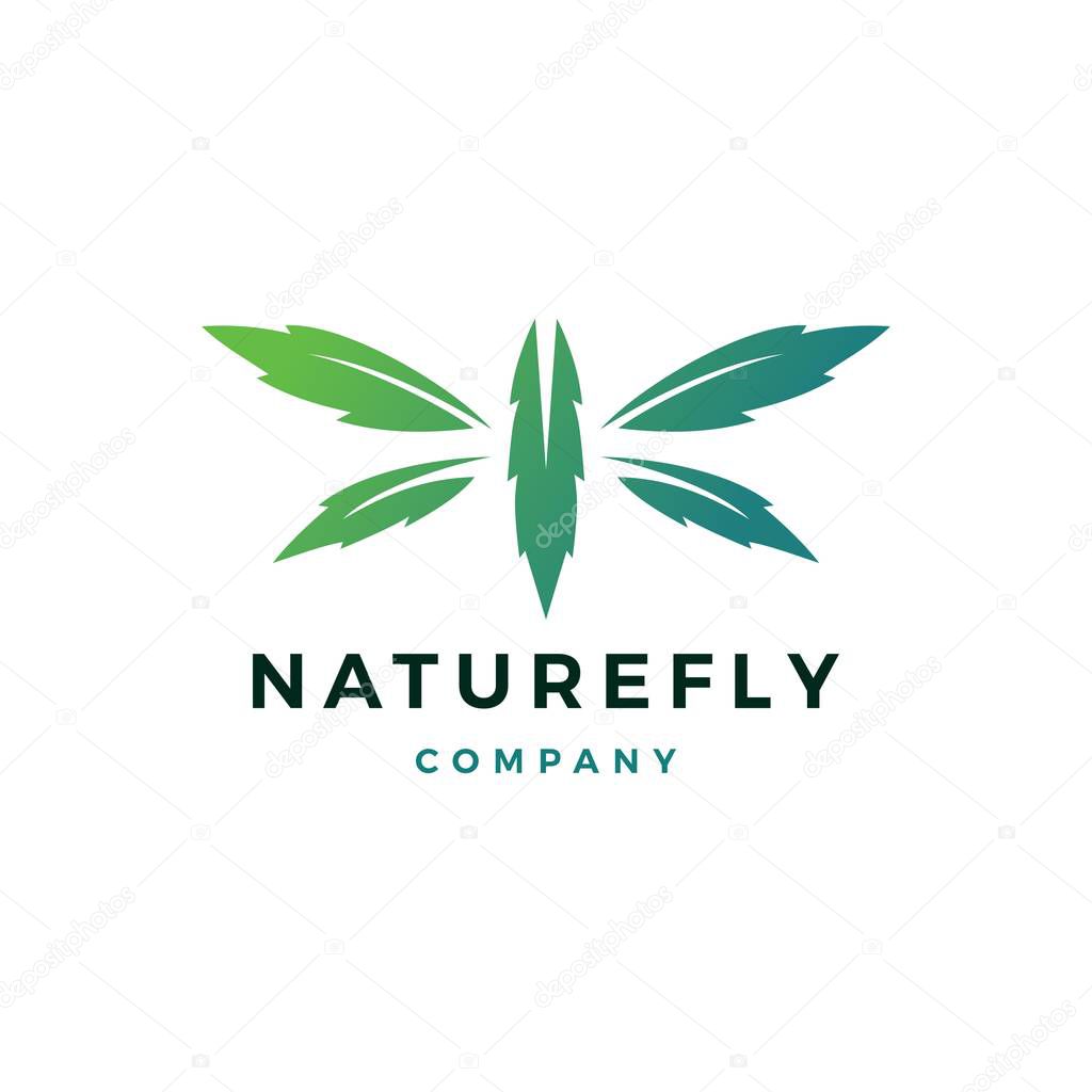 Dragonfly leaf logo vector icon illustration