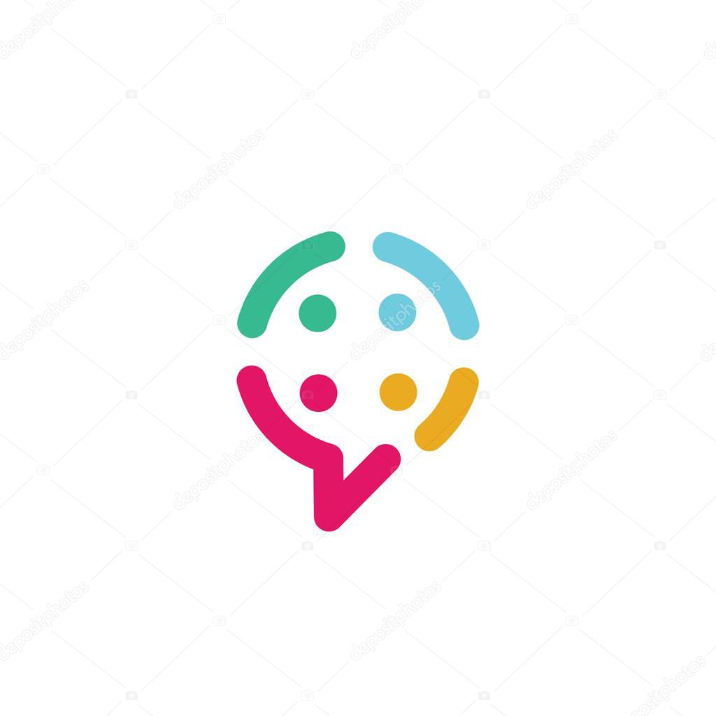 People family group community chat talk bubble logo vector icon