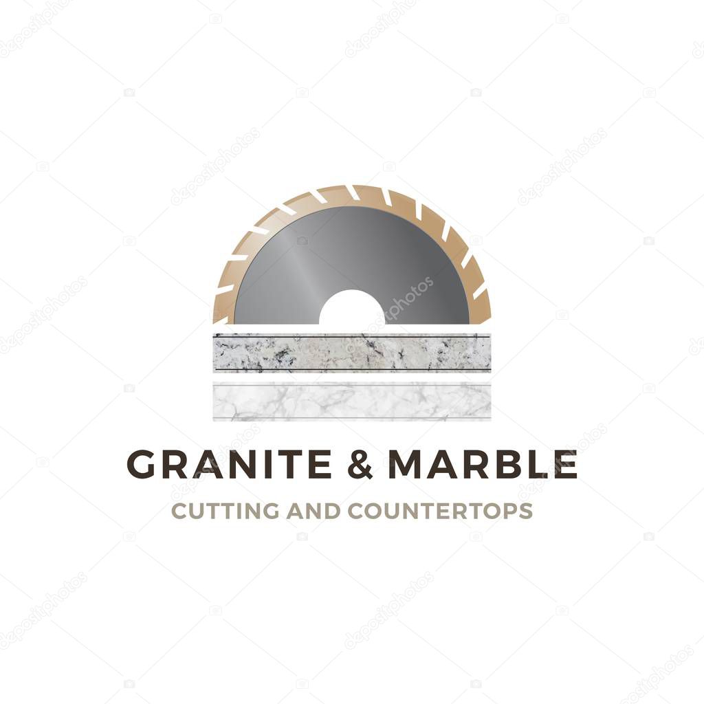Granite and marble cutting and countertop logo vector icon
