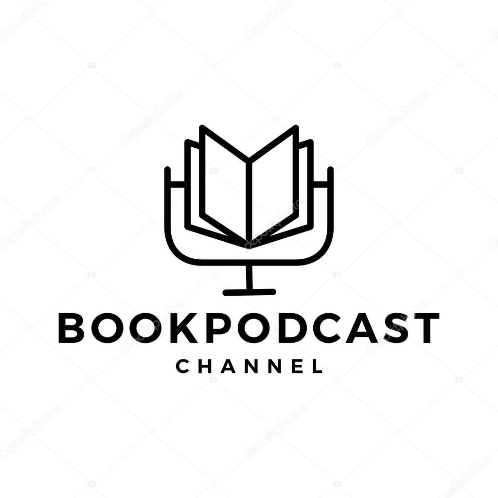 Book podcast logo icon for book blog video vlog review channel