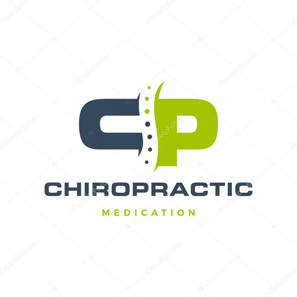 CP letter chiropractic logo vector icon