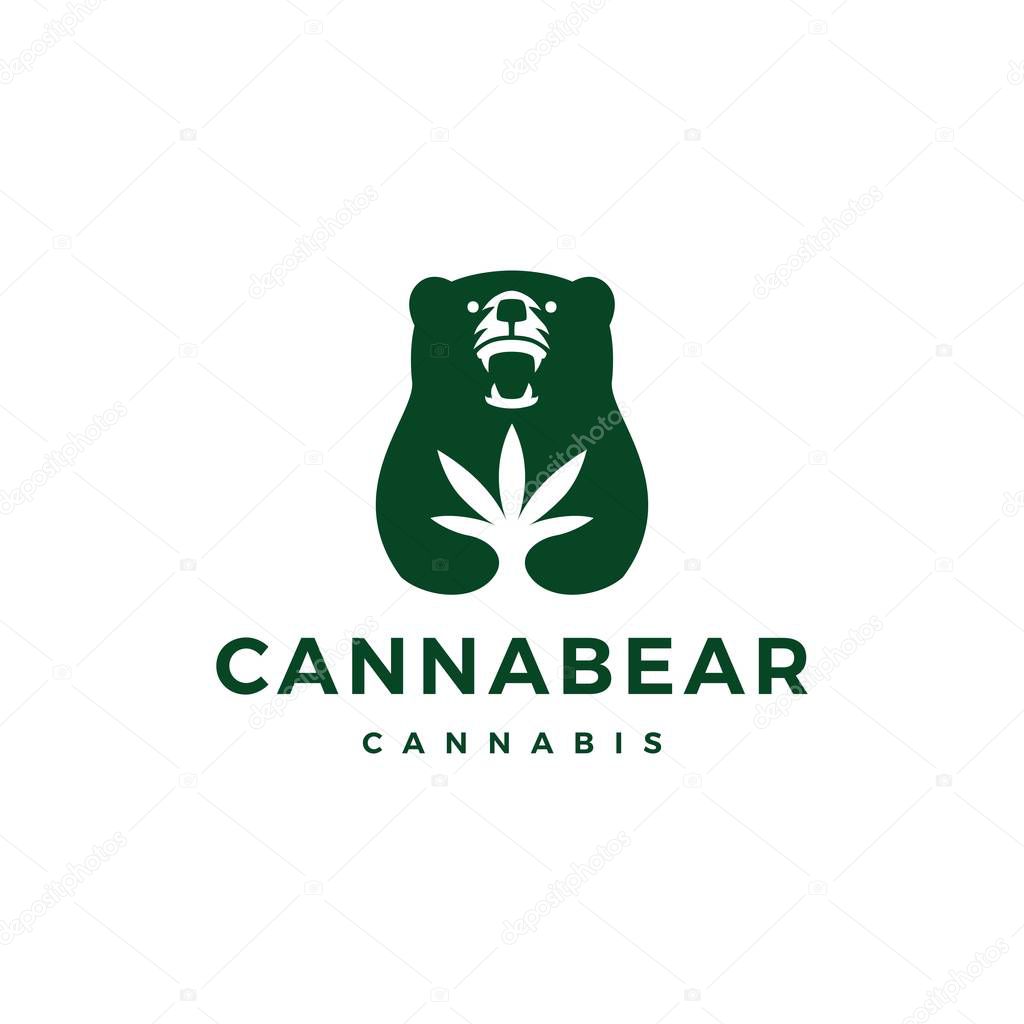 Cannabear cannabis bear logo vector icon illustration