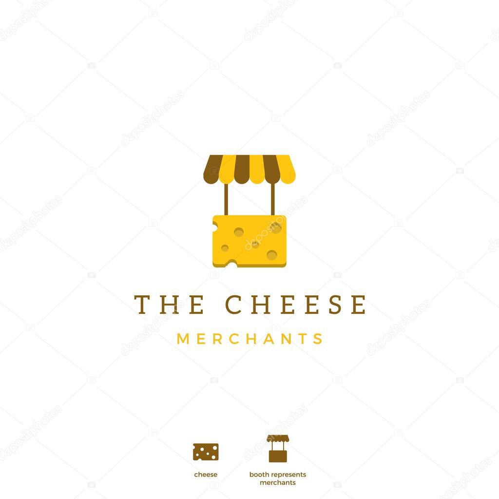 Cheese merchant icon logo for cheese store shop seller or cheese blog video vlog review