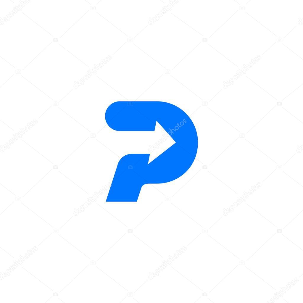 P letter logo arrow icon vector illustration