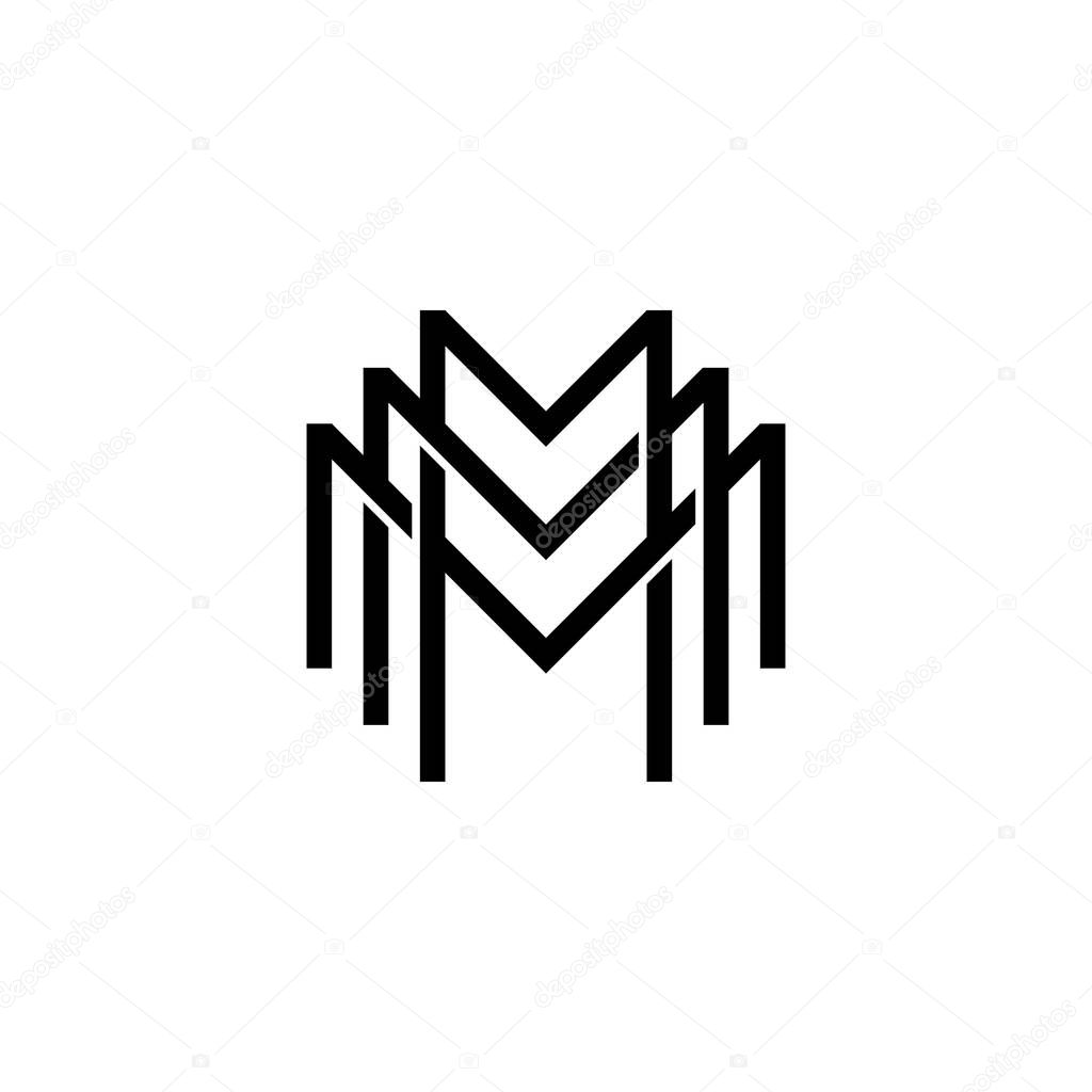 Triple m monogram mmm letter hipster lettermark logo for branding or t shirt design