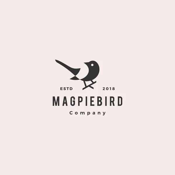 Magpie bird logo hipster retro vintage vector icon illustration — Stock Vector