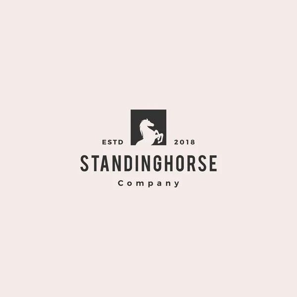 Standing horse logo hipster retro vintage vector icon illustration square — Stock Vector