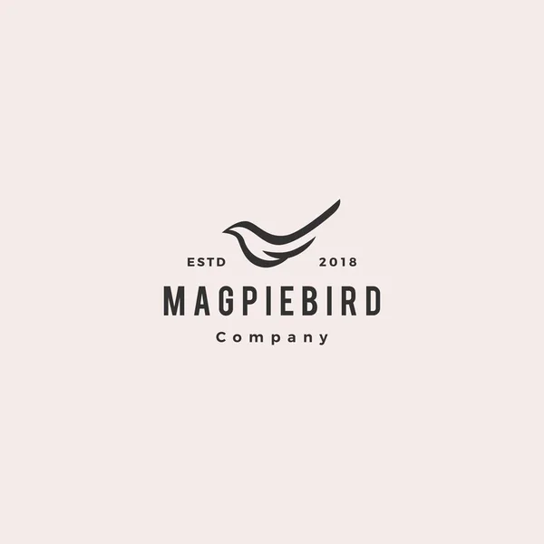 Magpie bird logo hipster retro vintage vector icon illustration — Stock Vector