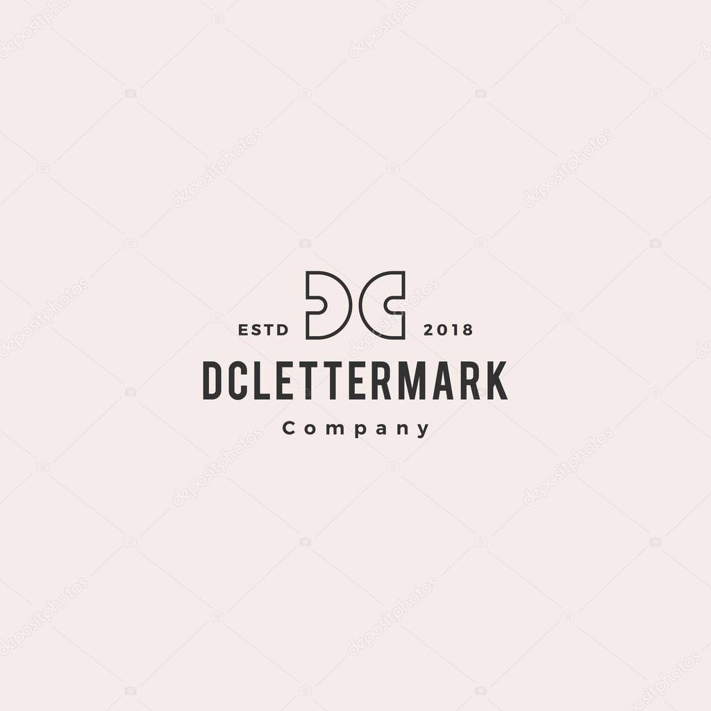 Dc cd letter logo hipster retro vintage vector icon lettermark sign