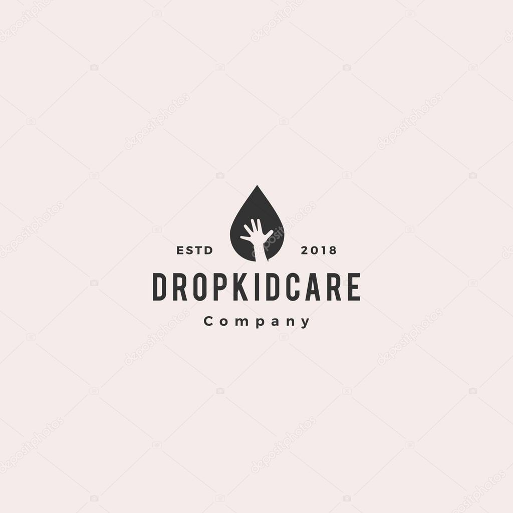 Drop child hand logo hipster retro vintage vector icon