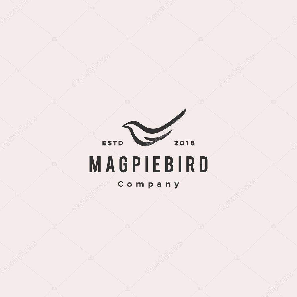 Magpie bird logo hipster retro vintage vector icon illustration
