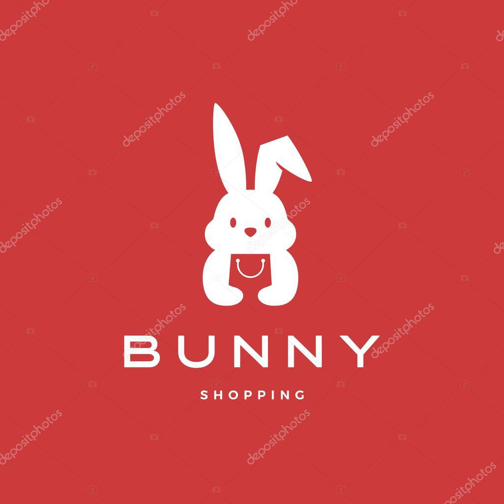 Bunny shopping bag logo vector icon illustration