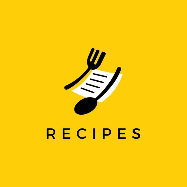Fork Spoon Resep Logo Kertas Gambar Ikon Vektor - Stok Vektor