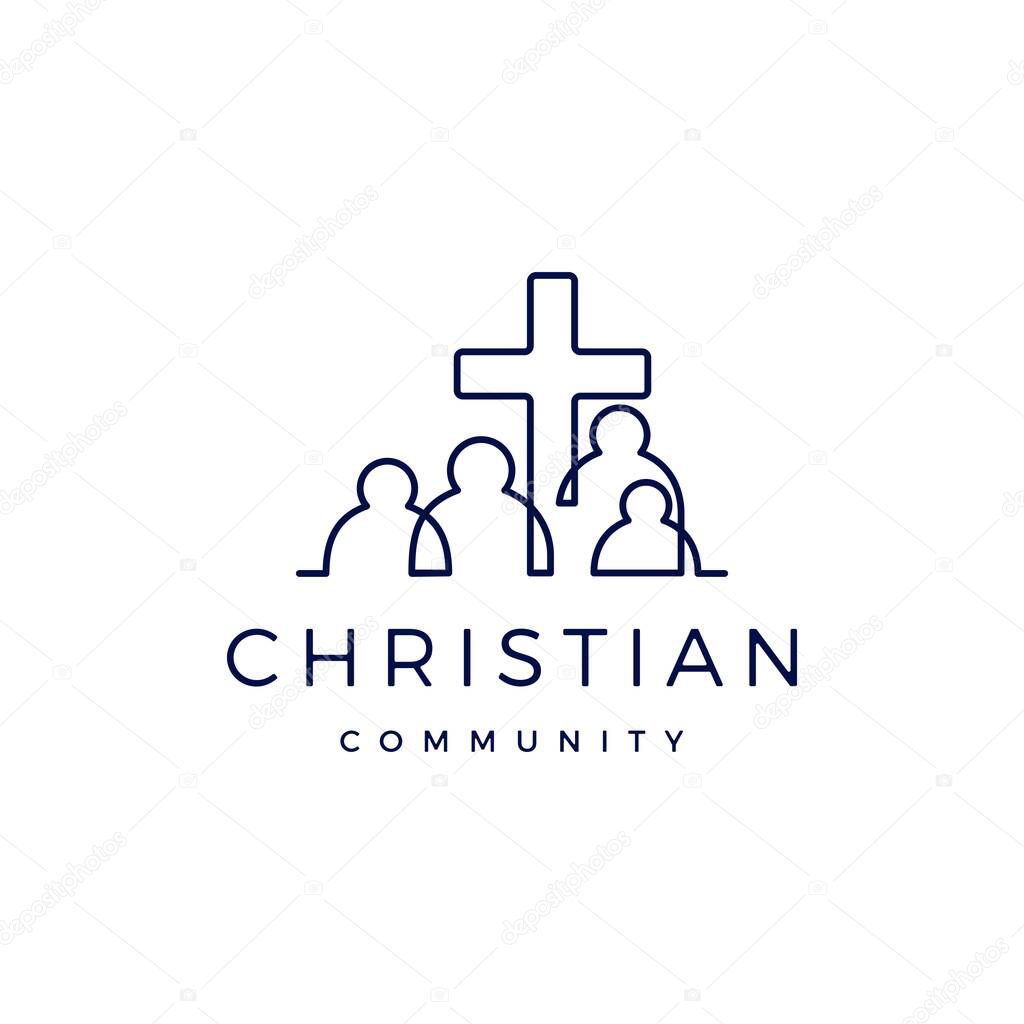 Christian community people family logo vector icon illustration