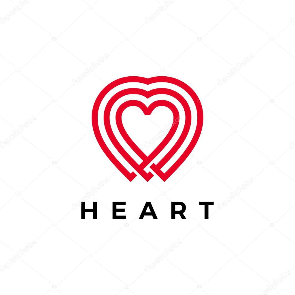 Heart logo vector icon illustration line outline monoline style