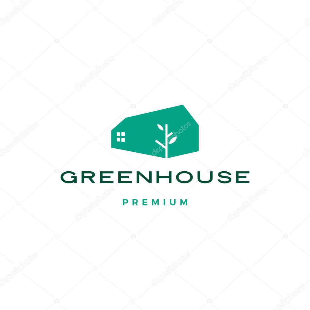 Green house leaf roof logo vector icon illustration