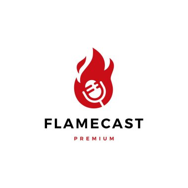 flame fire podcast mic logo vector icon illustration clipart