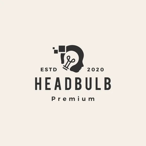 Human Head Bull Pixel Hipster Vintage Logo Vector Icon Illustration — Stock Vector