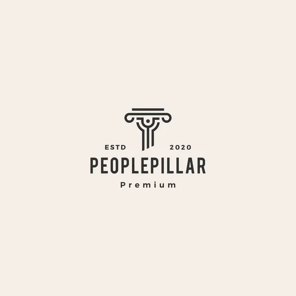 People Pillar Hipster Vintage Logo Vector Icon Illustration — Stock Vector