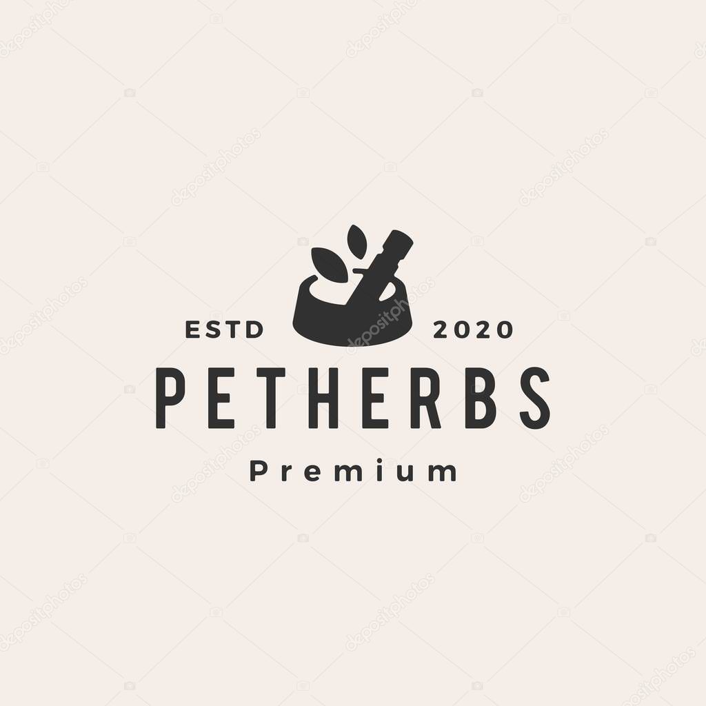 Pet herb concoction bowl hipster vintage logo vector icon illustration