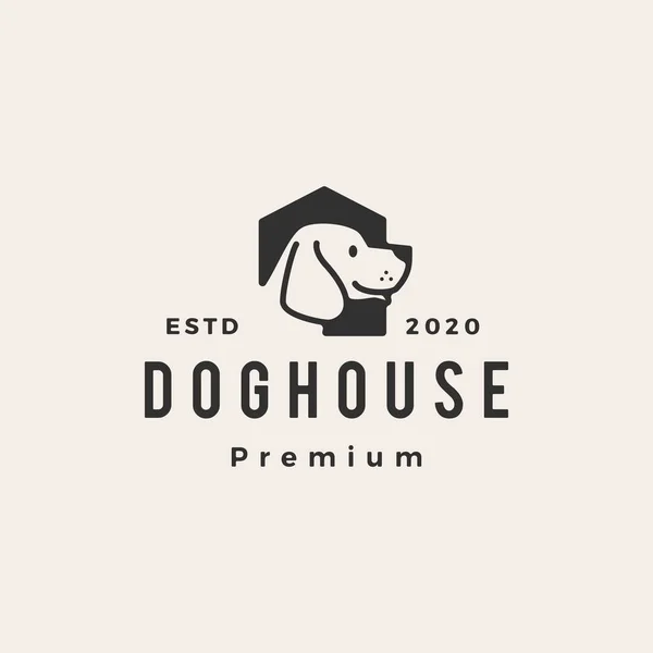 Pies Dom Hipster Vintage Logo Wektor Ikona Ilustracja — Wektor stockowy