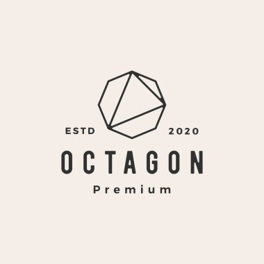 Sekizgen hipster vintage logo vektör resimleme