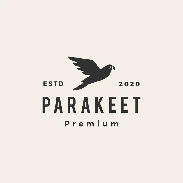 Parakeet Hipster Vintage Logo Vector Icon Illustration — Stock Vector