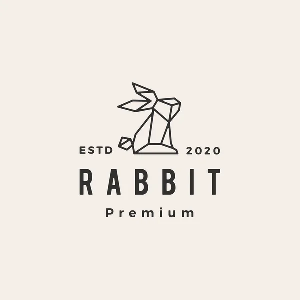 幾何学的なウサギのウサギのヒップスターヴィンテージのロゴのアイコンのイラスト — ストックベクタ