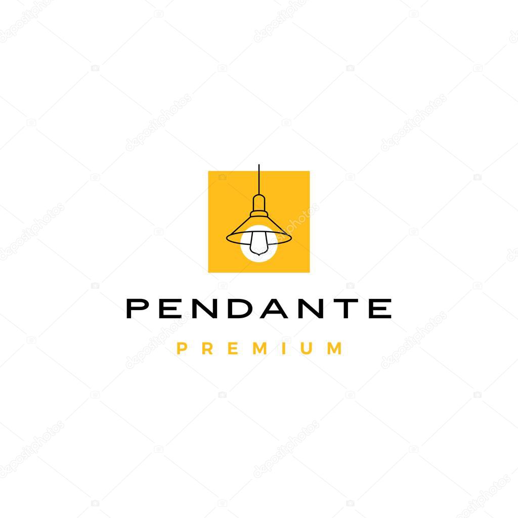 Industrial pendant hanging light interior logo vector icon illustration