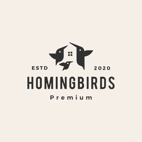 Casa Aves Colibrí Hipster Vintage Logo Vector Icono Ilustración — Archivo Imágenes Vectoriales