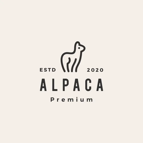 Alpaca Hipster Vintage Logo Vector Icono Ilustración — Vector de stock