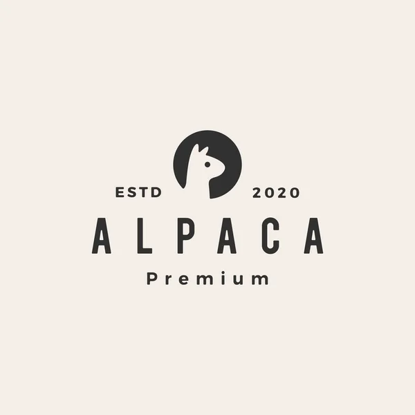 Alpaca Hipster Vintage Logo Vector Icono Ilustración — Vector de stock