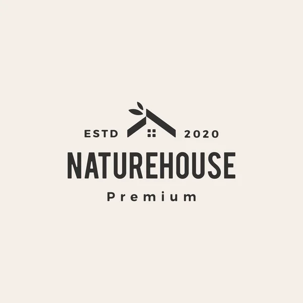 Natur Haus Hause Blatt Hipster Vintage Logo Vektor Ikone Illustration — Stockvektor