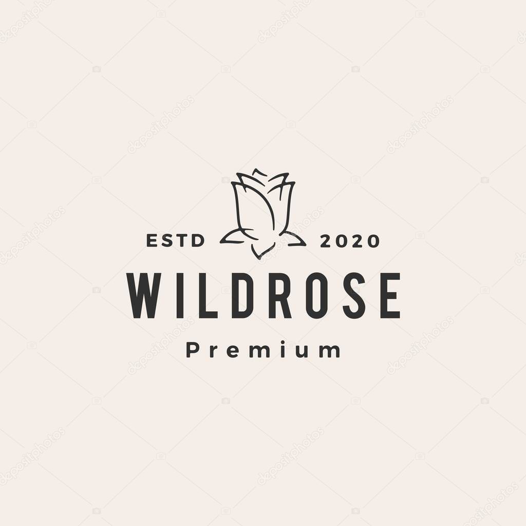 wild rose flower hipster vintage logo vector icon illustration