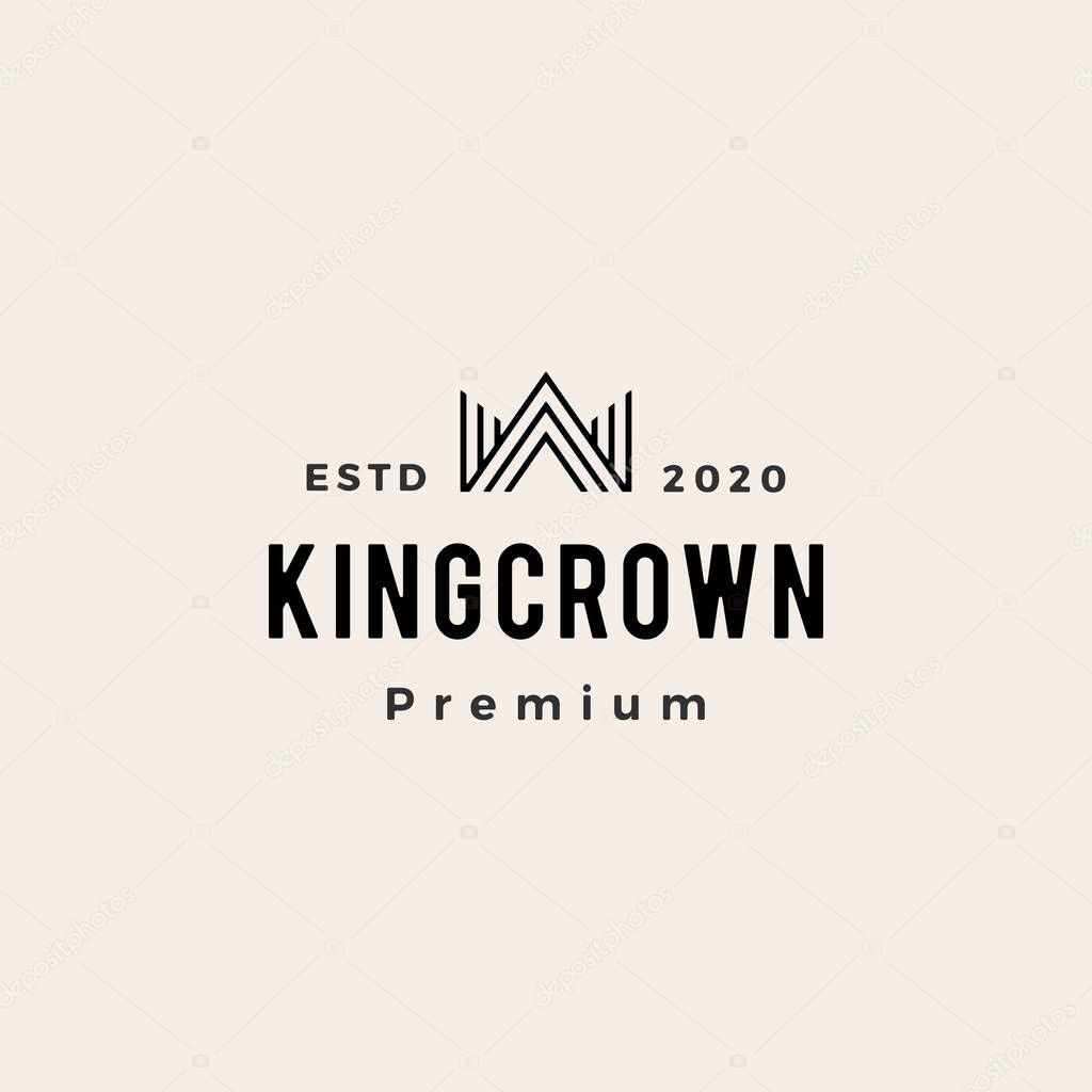 Crown hipster vintage logo vector icon illustration